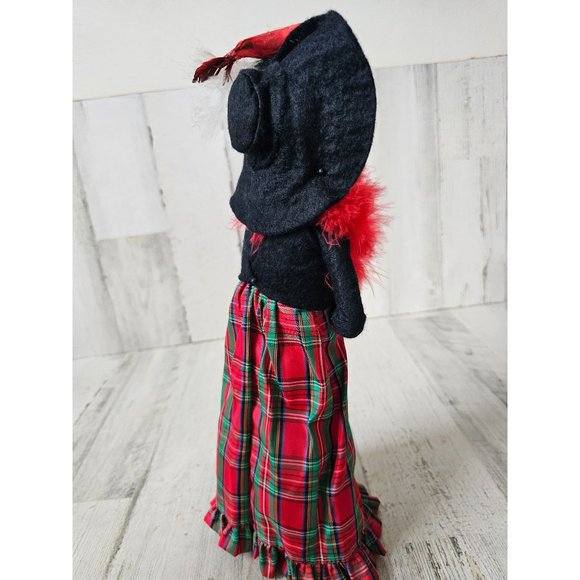 Byers choice 1996 caroler bird Cardinal feather boa Victorian lady - Picture 5 of 9